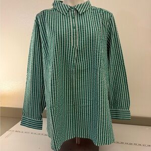 Green Striped seersucker Shirt